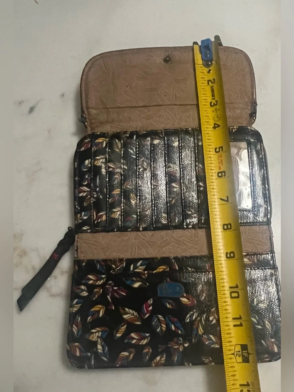 Sakroots BOHO Coated Canvas Trifold Wallet Feather Colorful Feather Bird Print